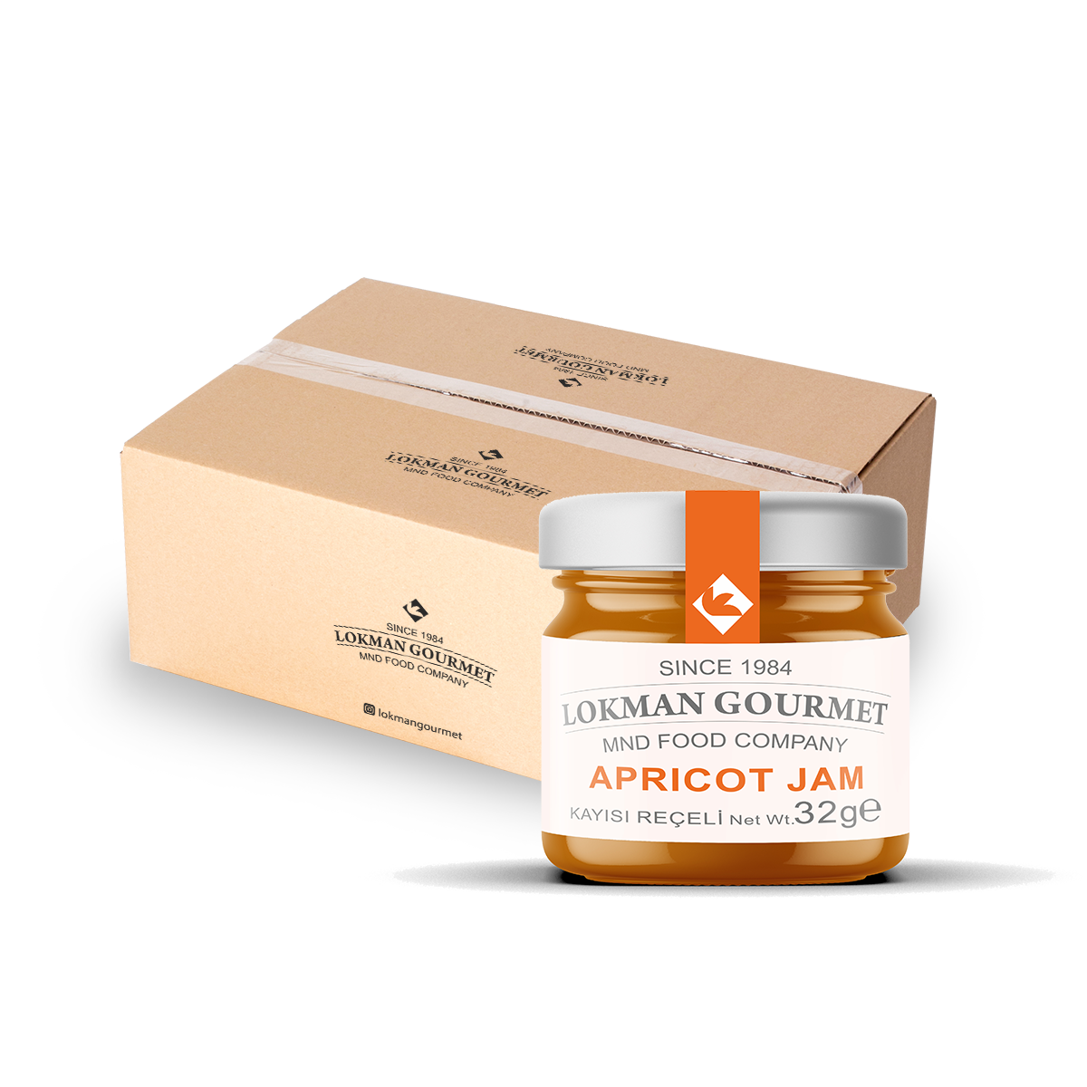Lokman Gourmet Mini Cam Kavanoz %45 Kayısı Reçeli 32 G (50 Adet)