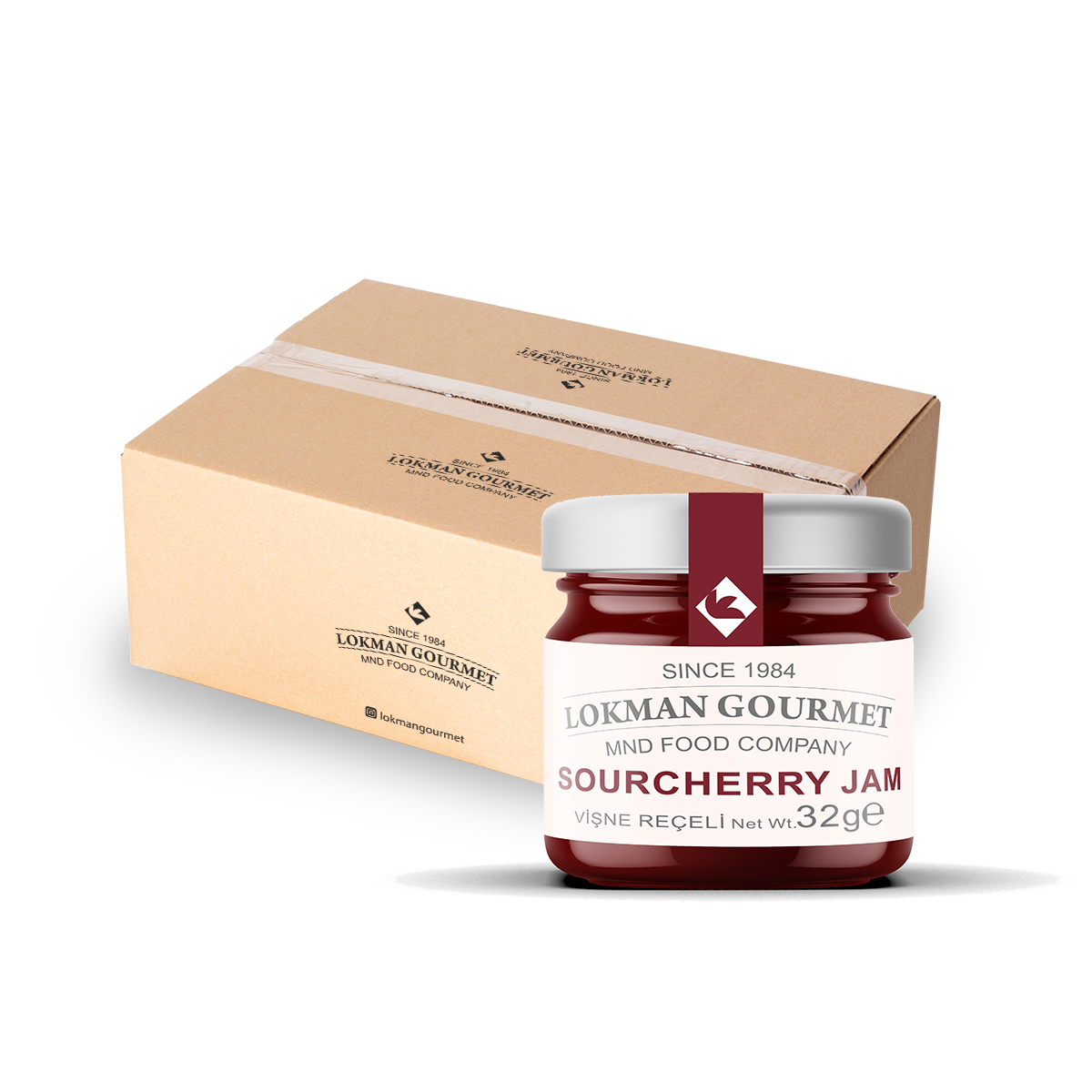 Lokman Gourmet Mini Cam Kavanoz %45 Vişne Reçeli 32 G (50 Adet)